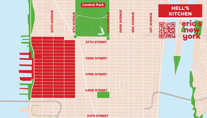 Hell's Kitchen in New York - Free Map